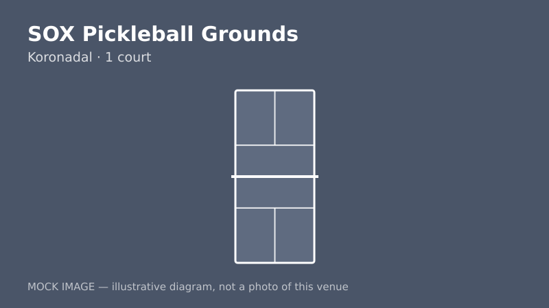 Mock court diagram for SOX Pickleball Grounds