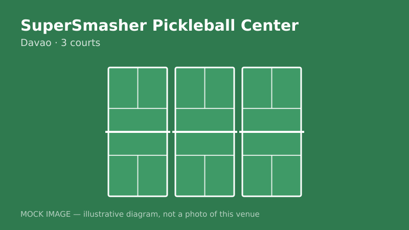 Mock court diagram for SuperSmasher Pickleball Center Mock court diagram for SuperSmasher Pickleball Center